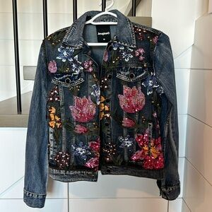 Desigual 38 Woman’s Denim Sequin Accent Jacket